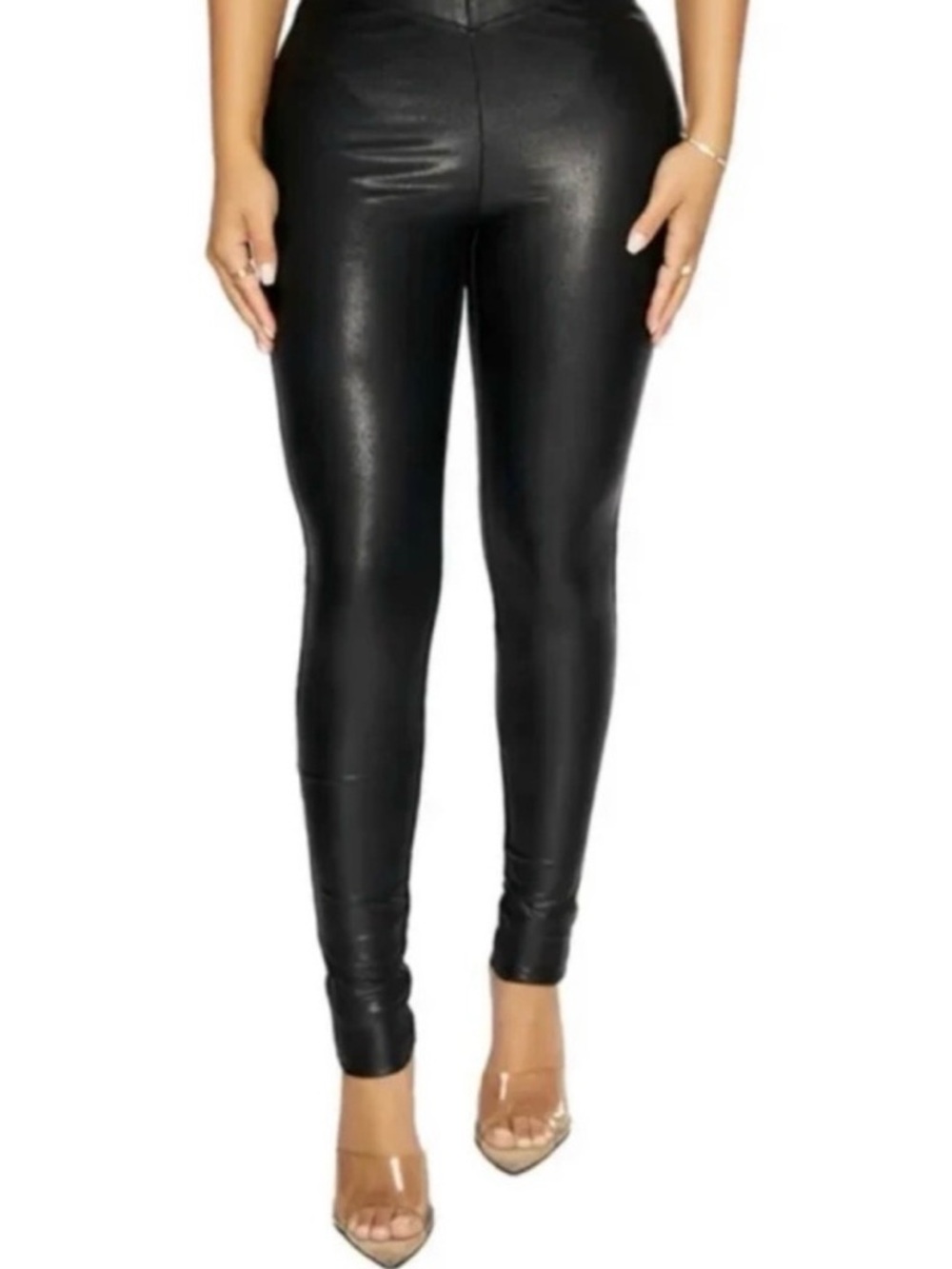 naked wardrobe Black Faux Leather High-Rise Leggings